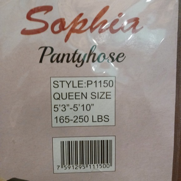 SOPHIA Silky Smooth Sheer PANTYHOSE, BLACK, QUEEN SIZE 5'3"-5'10" 165-200 lbs - Picture 3 of 4